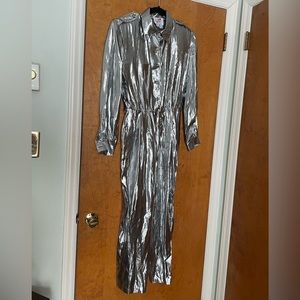 Vintage Silver Metallic Jumpsuit Caron Chicago Size 10